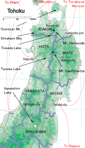 Tohoku area map