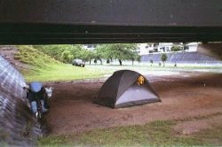 camping under the bridge